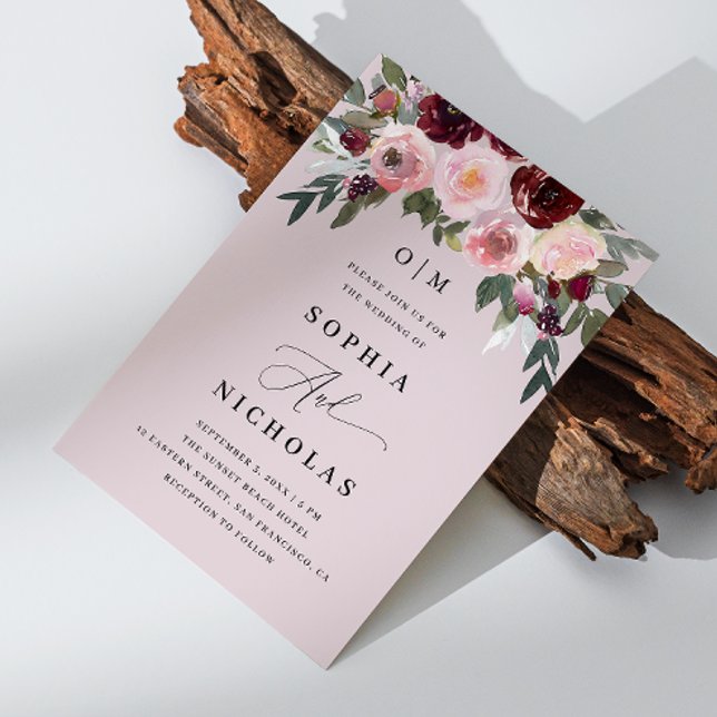 Invitation Mariage Élégant aux Mauves Pâles Floral | Photo +  (Créateur téléchargé)