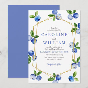 Invitation Mariage élégant aux myrtilles aquarelle