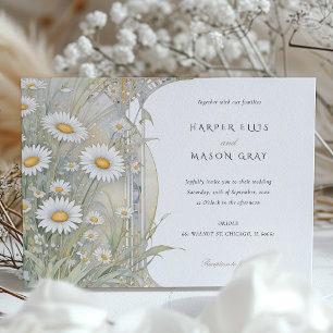 Invitation Mariage Élégant aux Pâquerettes Classiques