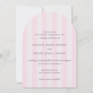 Invitation Mariage élégant aux rayures roses modernes