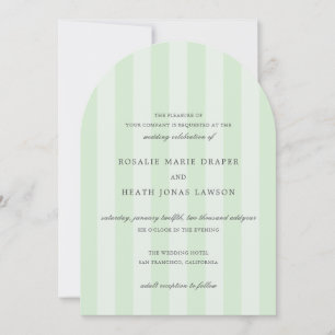 Invitation Mariage élégant aux rayures vertes modernes