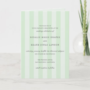 Invitation Mariage élégant aux rayures vertes modernes