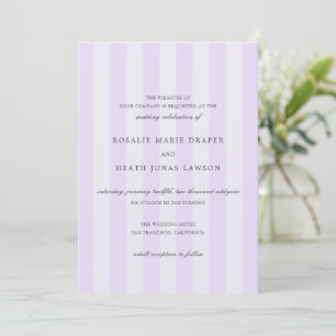 Invitation Mariage élégant aux rayures violettes modernes