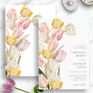 Invitation Mariage Élégant aux Tulipes