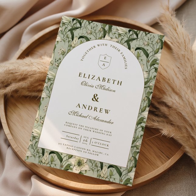 Invitation Mariage Élégant avec Arche Botanique de Sauge (Créateur téléchargé)