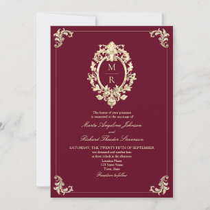 Invitation Mariage élégant avec code QR Bourgogne