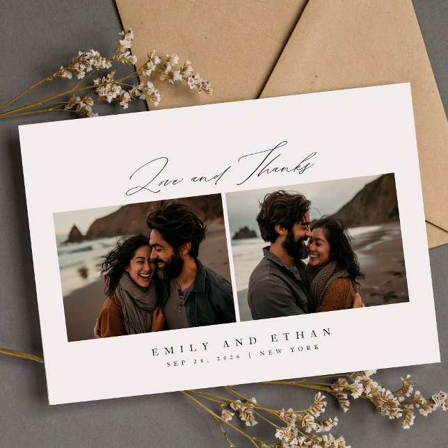 Invitation Mariage élégant avec code QR de photo de plage en  (Créateur téléchargé)