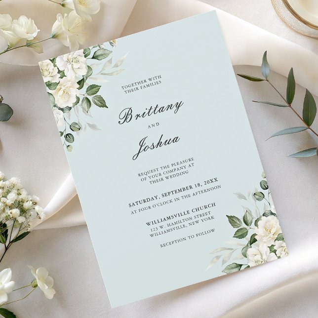 Invitation Mariage élégant avec code QR et écriture florale v (Créateur téléchargé)