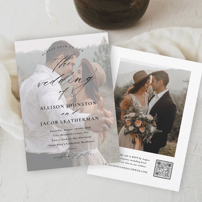 Invitation Mariage élégant avec code QR et photo (Créateur téléchargé)
