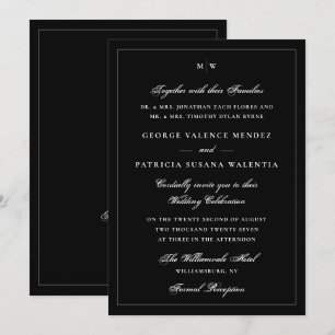 Invitation Mariage élégant avec code QR monogramme en tenue d