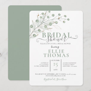 Invitation Mariage élégant avec décoration botanique verte di