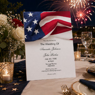 Invitation Mariage élégant avec drapeau américain patriotique