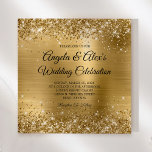 Invitation Mariage Élégant avec Feuille d'Or Pailletée<br><div class="desc">Créez votre propre invitation de mariage dorée moderne et glamour. Le fond présente de fausses paillettes dorées scintillantes et une feuille de métal doré jaune brossé avec des étincelles blanches supplémentaires. Les styles de police sont un choix élégant moderne associé à une police moderne utilisée en majuscules. Tous les effets...</div>