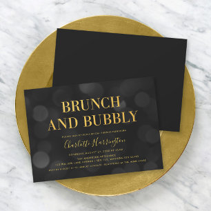 Invitation Mariage élégant avec lumières Bokeh sombres, brunc