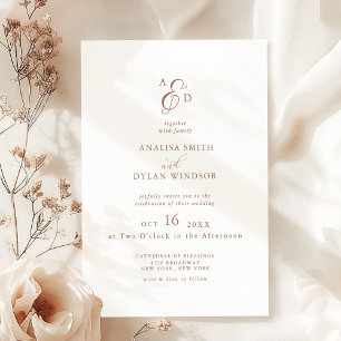Invitation Mariage Élégant avec Monogramme et Esperluette en