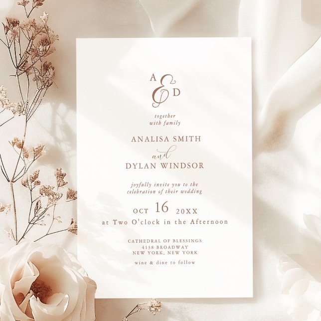 Invitation Mariage Élégant avec Monogramme et Esperluette en  (Créateur téléchargé)