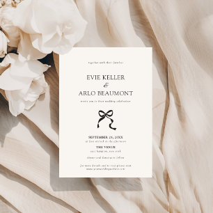 Invitation Mariage Élégant avec Nœud Minimaliste