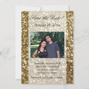 Invitation Mariage élégant avec paillettes dorées imprimées