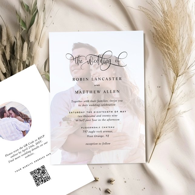 Invitation Mariage élégant avec photo personnalisée et code Q (Créateur téléchargé)