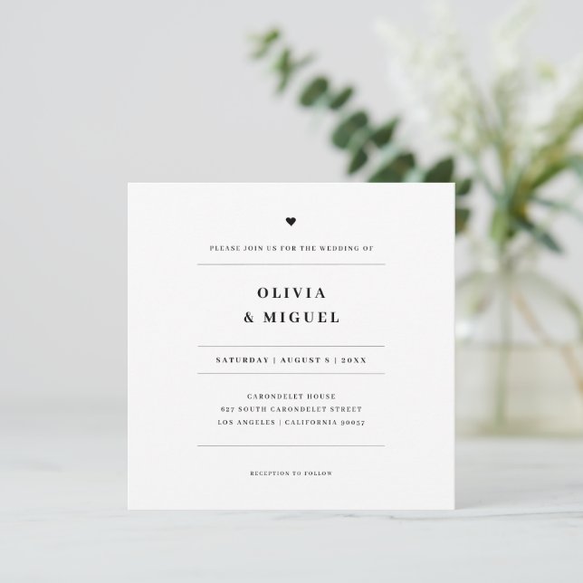 Invitation Mariage élégant avec typographie noire et blanche  (Debout devant)