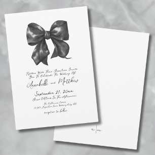 Invitation Mariage Élégant avec un Simple Nœud Noir