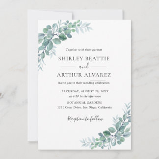 Invitation Mariage Élégant avec Verdure d'Eucalyptus