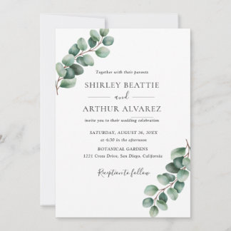 Invitation Mariage Élégant avec Verdure d'Eucalyptus
