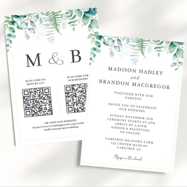 Invitation Mariage Élégant avec Verdure d'Eucalyptus (Créateur téléchargé)
