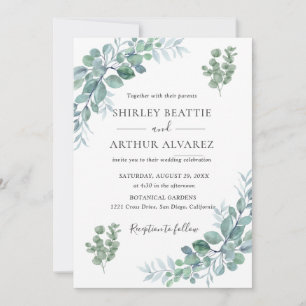 Invitation Mariage Élégant avec Verdure d'Eucalyptus