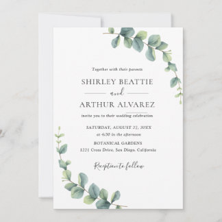 Invitation Mariage Élégant avec Verdure d'Eucalyptus