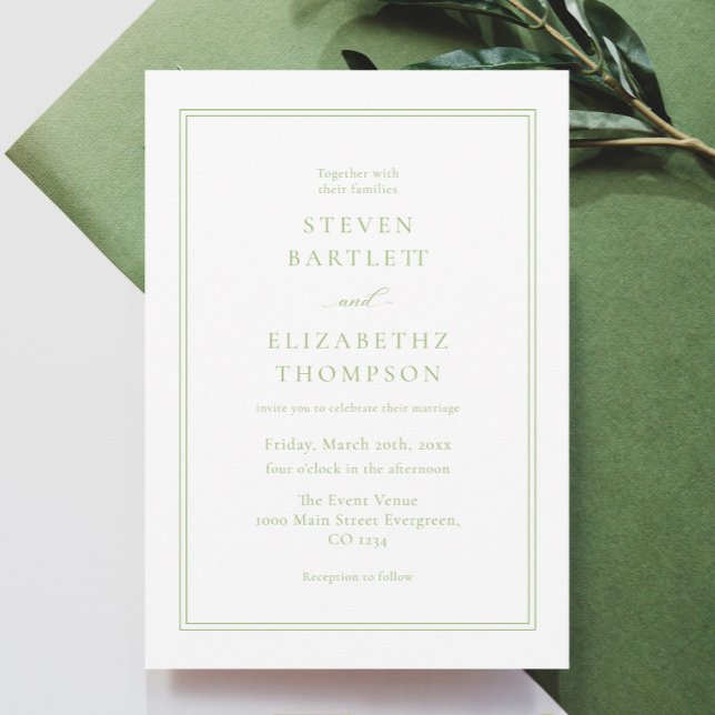 Invitation Mariage élégant blanc et vert  (Créateur téléchargé)