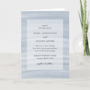 Invitation Mariage Élégant Bleu Atténué Chic Côté Mer