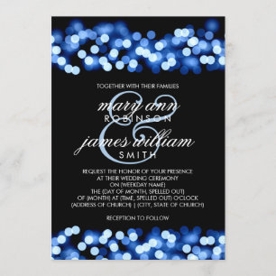 Invitation Mariage élégant Blue Hollywood Glam