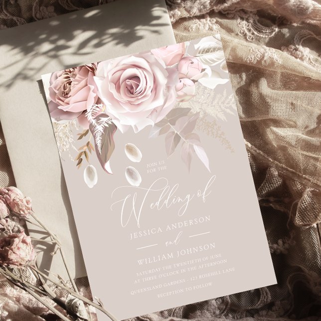 Invitation Mariage Élégant Blush Designer Tendance Moderne (Créateur téléchargé)