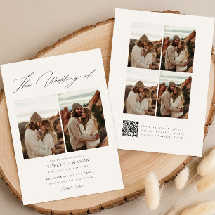 Invitation Mariage élégant bohème avec code QR photo budget