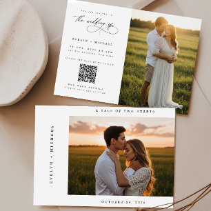 Invitation Mariage Élégant Bohème Code QR Photo Budget