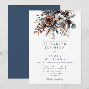 Invitation Mariage Élégant Bohème Rustique Floral aux Cônes d