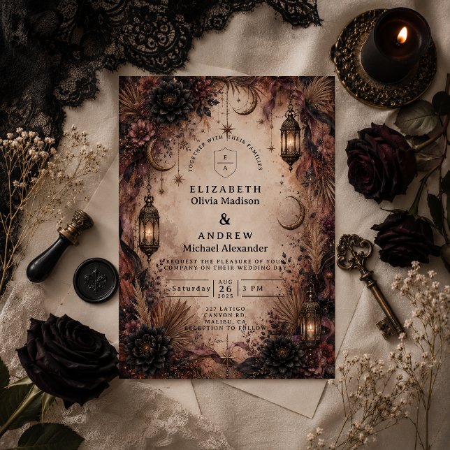 Invitation Mariage élégant Boho Goth (Créateur téléchargé)