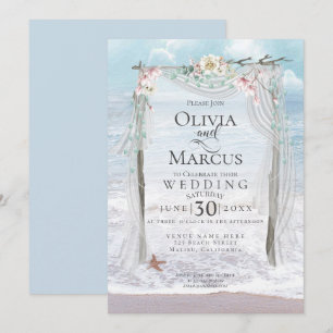 Invitation Mariage   Elégant bord de mer Driftwood Tulle Arbo