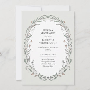 Invitation Mariage Élégant Botanique Dessiné à la Main Hérita