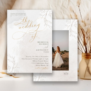 Invitation Mariage Élégant Botanique Floral Script
