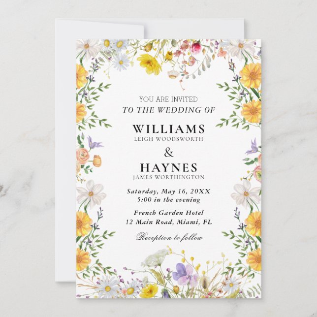Invitation Mariage Élégant Botanique Floral Verdure (Devant)