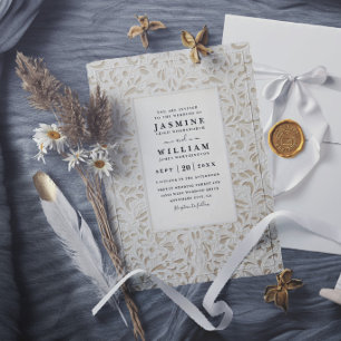 Invitation Mariage Élégant Broderie Vintage Ornée