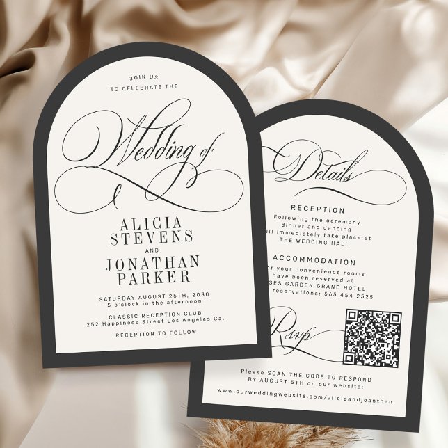 Invitation Mariage élégant calligraphie arc de luxe (Créateur téléchargé)