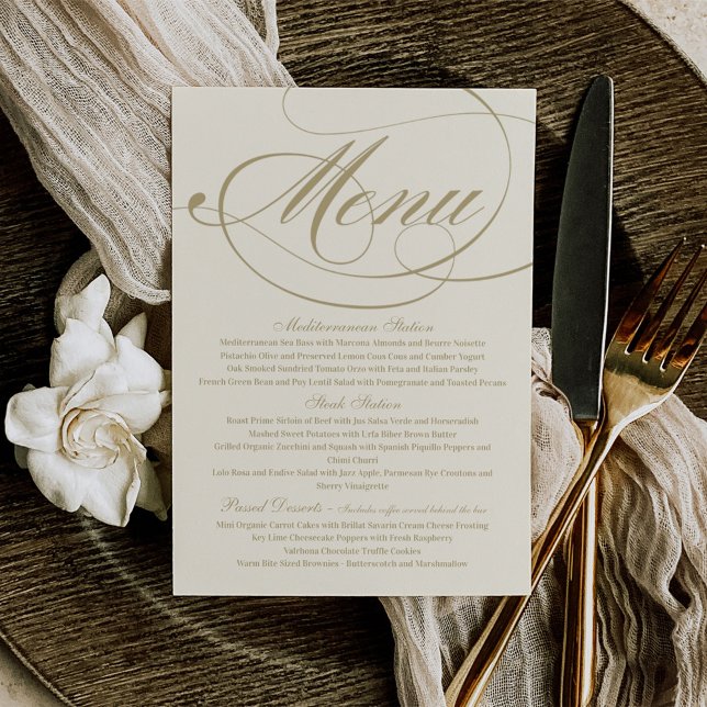 Invitation Mariage élégant calligraphié ivoire et or (Créateur téléchargé)