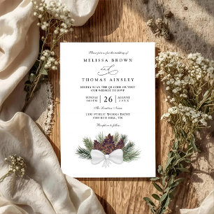 Invitation Mariage Élégant Campagnard au Cône de Pin Rustique