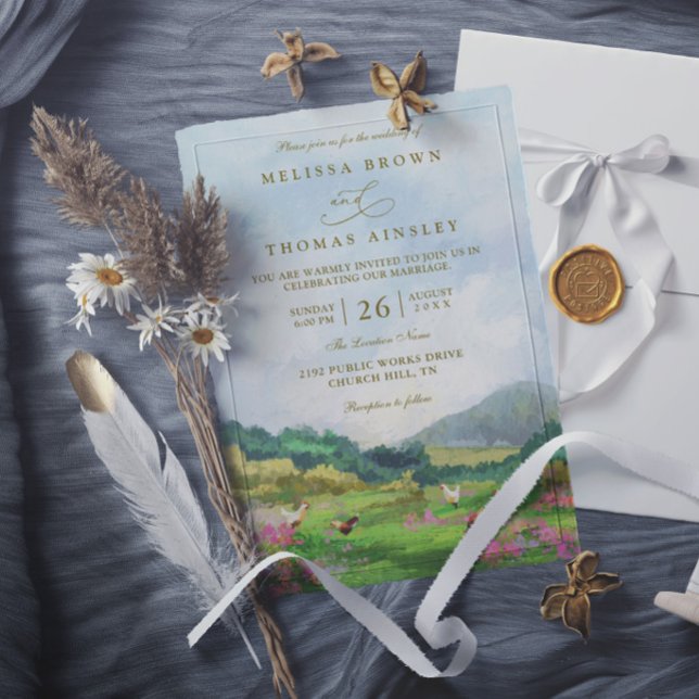 Invitation Mariage Élégant Campagne Grange Western Rustique (Créateur téléchargé)