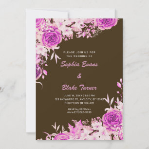 Invitation Mariage Élégant Campagne Roses Roses Brunes