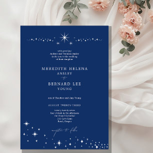 Invitation Mariage Élégant Céleste Formel Bleu Nuit