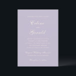 Invitation Mariage élégant Celine Lilac<br><div class="desc">Invitations de mariage classiques avec un design simple et intemporel avec un script élégant et des polices serif traditionnelles.</div>